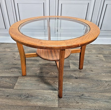 Retro Vintage Teak Round Glass