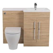 Bathroom 1100mm L Shape Combination Suite Toilet, Vanity Unit & Basin All Colour