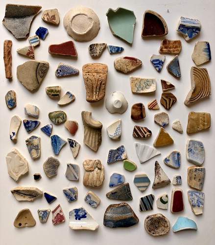 Pottery shards beach finds - pottery,