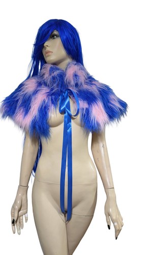 Faux fur blue - white, shrug