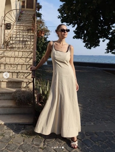 Zara beige maxi dress with - dress,