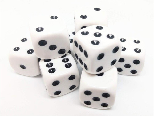 6cm white six sided dice - dice, set