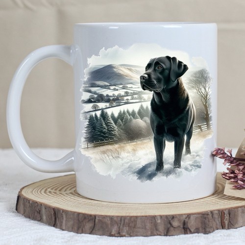 Black labrador dog winter mug - labrador,