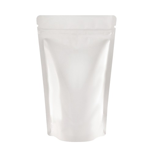 White shiny stand pouches - white,