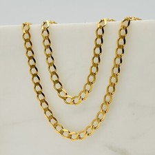 9ct Solid Gold Men&Women 3.5mm Curb Chain Heavy Necklace 16" 18" 20" 22" 24"