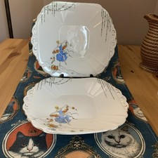 Pair Of Melba Bone China Fair Days Cake/Sandwich  Serving Plates