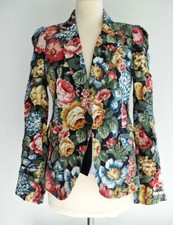 ZARA MULTICOLOURED FLORAL PRINT JACKET WITH GATHERED SLEEVES SIZE S UK 10
