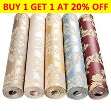 10M Luxury European Gold Damask Embossed Textured Non-woven Wallpaper Roll 2023