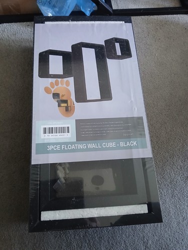 3pcs floating wall cube black - wall,