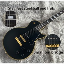 LP  Electric Guitar Black Color Relic with Check Lines Bone Nut P90 Pickups