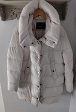 Zara Cream Puffa Down Filled Coat Size Small UK 8-10
