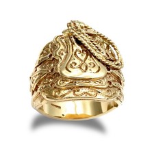 Mens Solid Gold-plated Silver Jewelco London Horse Saddle Rope Ring