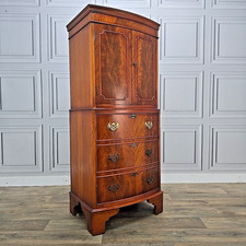 Vintage Chest Drinks Cabinet Bow Front Mahogany Georgian Antique Style Cupboard