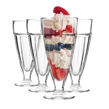 4x  Ice Cream Sundae Glasses Knickerbocker Glory 350ml Clear