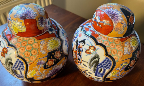 Pair antique ginger - , pots