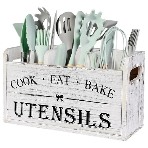 Wooden kitchen utensil holder - wooden,