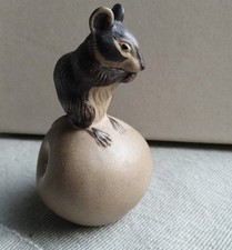 Poole Pottery Mouse On An Apple 12cm Tall signed by artist chip on ear