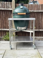 Big green egg table stainless steel heavy duty on wheels.
