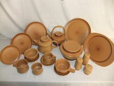 Purbeck brown spiral  1970's Pottery on terracotta, vintage tableware - 8A3A #