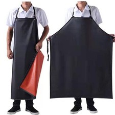Waterproof Rubber Vinyl Apron Black - 43Hx29W Inch Adjustable Long Black