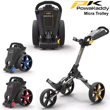 POWAKADDY MICRA GOLF PUSH TROLLEY 3 WHEEL GOLF TROLLEY COMPACT FOLDING NEW 2025