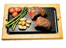 Bamboo Large Sharing Steak Stones Platter Black Lava Rock Sizzling Hot Plate