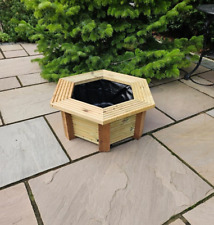 Handmade Raised Wooden Hexagon Garden Pond 77x67x30cm
