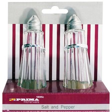2 x glass lighthouse salt, pepper pots or spice shaker. Cruet set for condiments