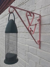 2x Large 12" "DOUBLE HEART" Hanging Basket Brackets. NEW -Handmade PINK COATING.