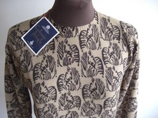 Pringle Vintage Cashmere Jumper Size 34 Handprinted Scotland Zebra NWT Brown