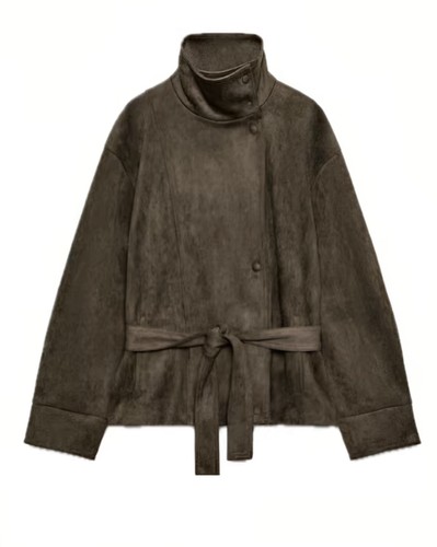 Zara faux suede belted jacket - faux,