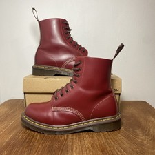 Dr Martens Docs 1460 Vintage Red Quilon Leather Boots Made In England UK 7 EU 41
