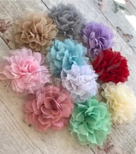 Bright ruffled chiffon 4" fabric flower DIY tutu prom accessories UK SELLER