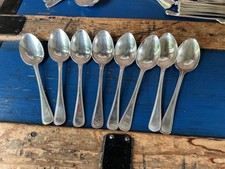 CHINACRAFT London Silver Plate X 8 Pudding spoons 18 Cm BEADED Georgian 