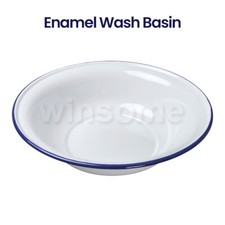 36cm Enamel Wash Basin Vintage Style Large White Washing Up Bowl Camping Caravan