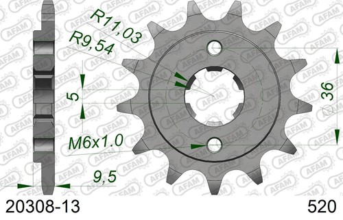Afam 520 pitch steel - 520, front
