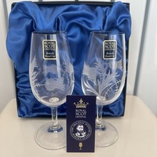 Royal Scot Edinburgh Crystal Flower Scotland Thistle Whisky Glasses Please Read.