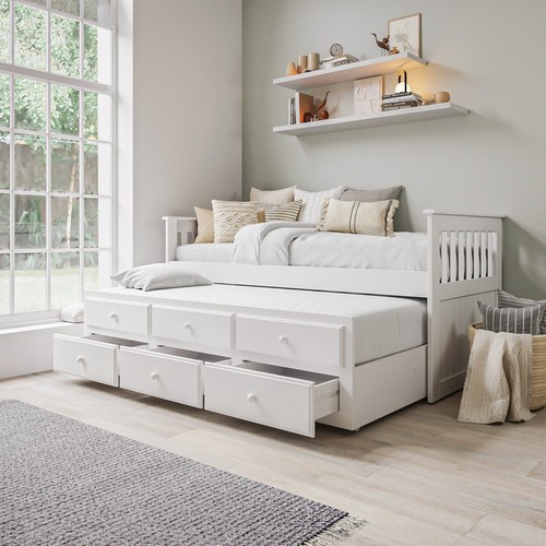 Single bed white wooden - single,