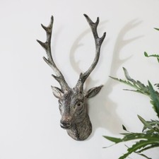 Wall mounted brown stag deer head metal rustic country home decor gift figure