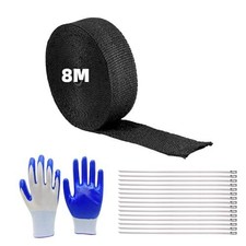 Exhaust Heat Wrap Roll Fiberglass Insulation Wrap 10 Stainless Steel Ties 8 Metr