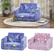 Kids Sofa Bed, Folding Toddler Armchair Recliner, Glow in The Dark Design