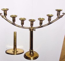 Antique Adjustable BRASS Dual Church Altar Menorah Candle Stand Irish Chapel 23"