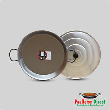 Authentic Spanish Paella Pan - 40cm Polished Steel Pan with 40cm Lid