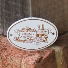 Enamel Sign Dining Room - Made by DoDo / Garnier Signs England 1970's Door Plate