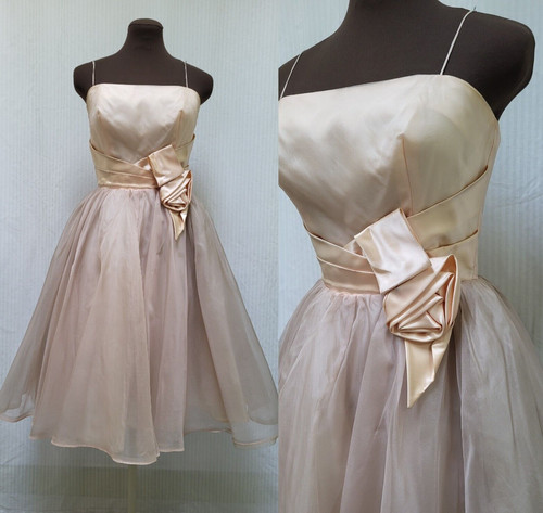 Vintage 1950s peach satin - vintage,