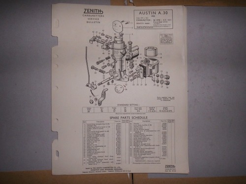 Zenith 26vme carb austin a30 - austin,