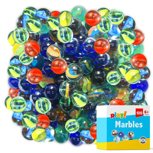 100 coloured glass marbles - 100-,