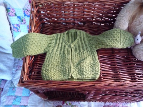 Hand knitted babys green - green, edge