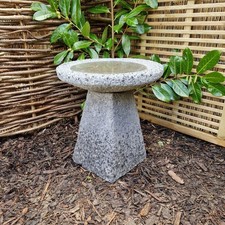 Weathered Grey Staddle Stone Bird Bath F