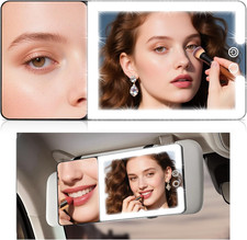Car Sun Visor Vanity Mirror with Lights & 20X Magnification, Led Light up Makeup